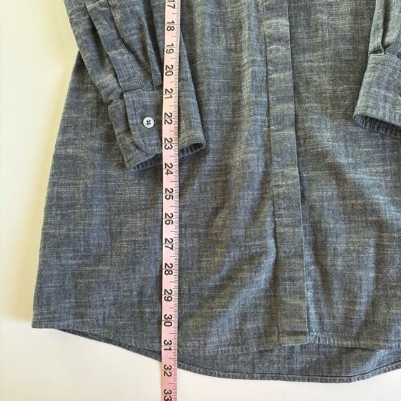 Marine Layer Blue Denim Chambray Mini Button Up Long Sleeve Shirt Dress Small - Picture 5 of 10